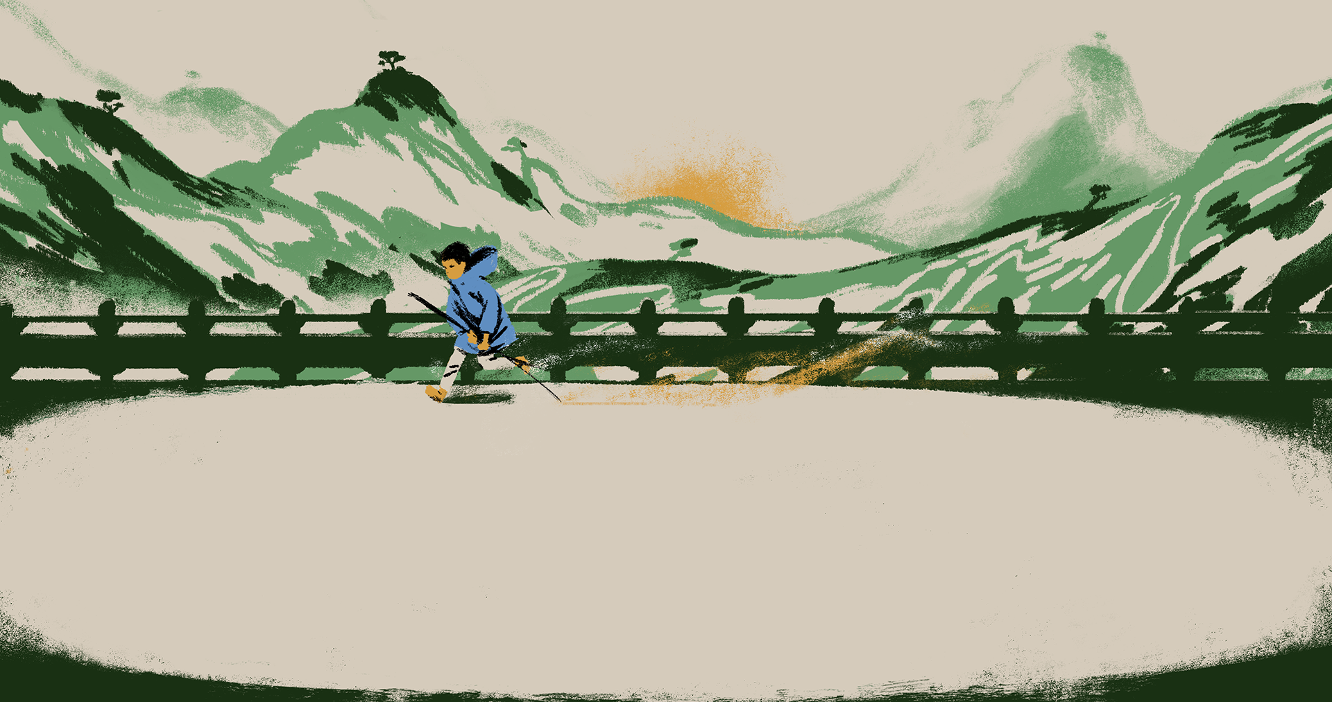 Yunji styleframe boy running in mountains